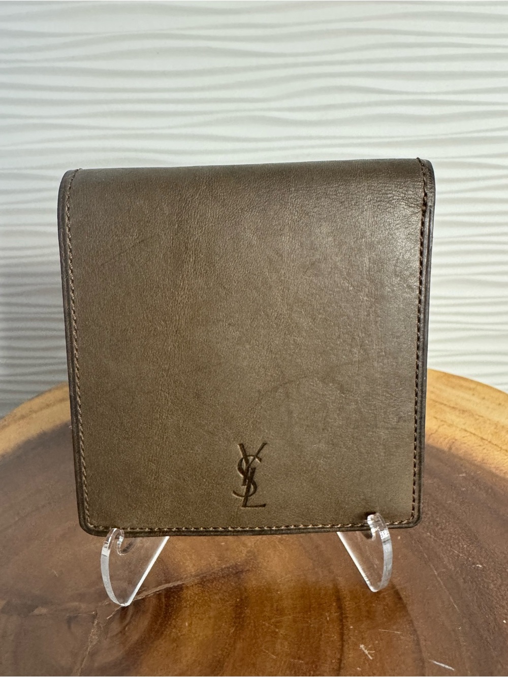 Yves Saint Laurent Gold Snap Detail on Olive Leather